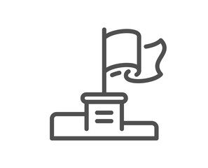 Winner flag line icon. Goal success sign. Leader symbol. Quality design element. Linear style winner flag icon. Editable stroke. Vector