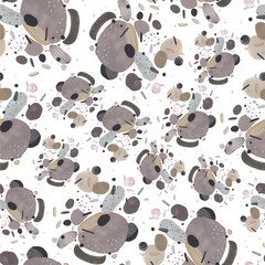 Abstraction in beige gray tones. Graphic elements. Circles of different shapes. Ovals. Small parts