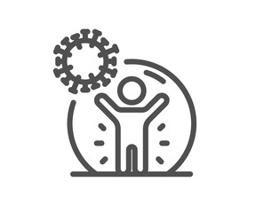 Coronavirus protection line icon. People isolation sign. Prevention rules symbol. Quality design element. Linear style coronavirus protection icon. Editable stroke. Vector