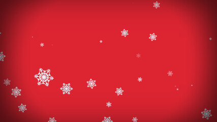 Snowflakes falling against on red background. Christmas, Holiday, Winter, New Year, Snowflake, Festive background. 3d rendering