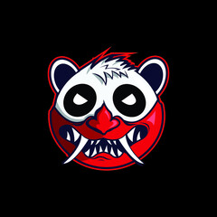 panda with oni mask e sport logo
