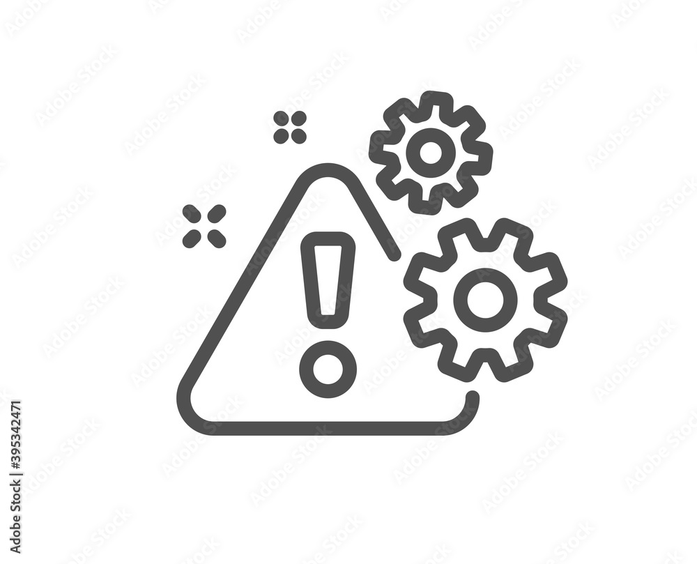 Poster warning line icon. attention triangle sign. caution alert symbol. quality design element. linear sty