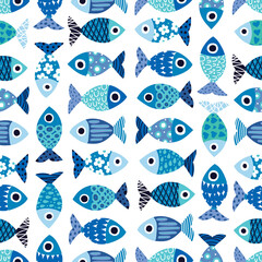 Cute fish. Kids background. Seamless pattern. Can be used in textile industry, paper, background, scrapbooking.
