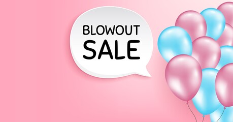 Blowout sale. Pink balloon vector background. Special offer price sign. Advertising discounts symbol. Birthday balloon background. Blowout sale speech bubble. Celebrate pink banner. Vector