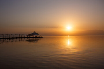 
Dead Sea cost in Israel during sunset

