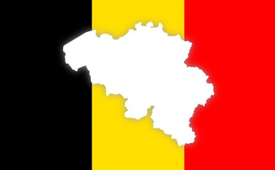 Obraz premium Belgium flag with map, country
