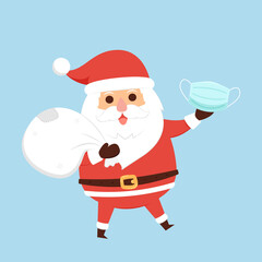 Santa Claus cartoon vector. Santa character design. Face mask.