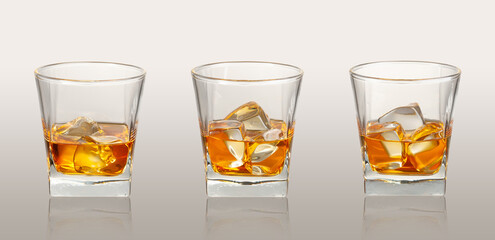 whiskey with ice three glasses