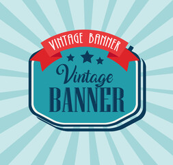 vintage banner with elegant frame and ribbon vector illustration design