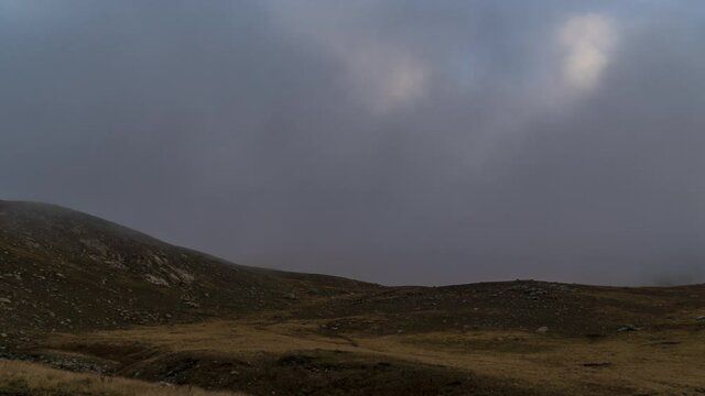 Timelapse of fog covered mountains, Kackar Mountains, Turkey