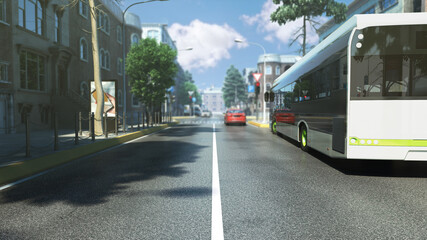 Plakat roads in the city bus stantion day exterior scene 3d render