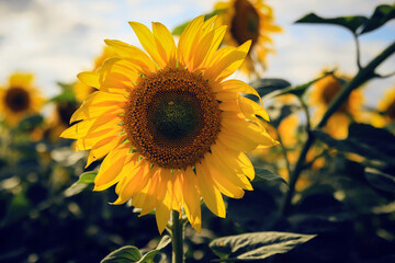 yellow beautiful sunflower flower close up