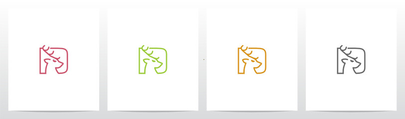 Deer Head On Letter Logo Design D