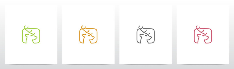 Deer Head On Letter Logo Design O © recehan