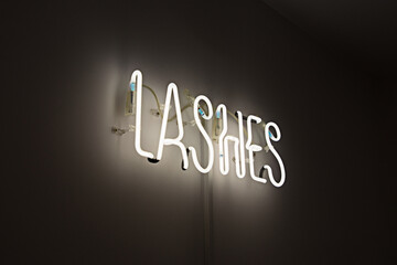 Shining Lashes white Neon Label. advertising for beauty salon