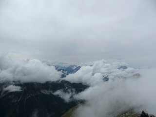 Mountain hiking tour to Soiernspitze mountain, Bavaria, Germany