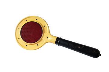  Traffic controller with red glass on white background