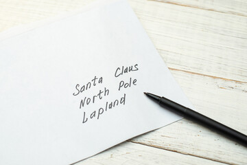 Letter to Santa Claus in Lapland - address on the envelope.