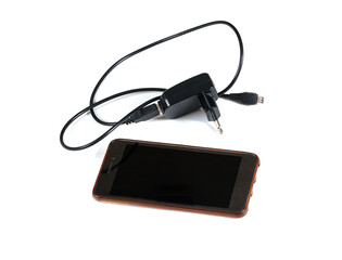 Phone charger in conjunction with a smartphone charger wire with a usb port in black