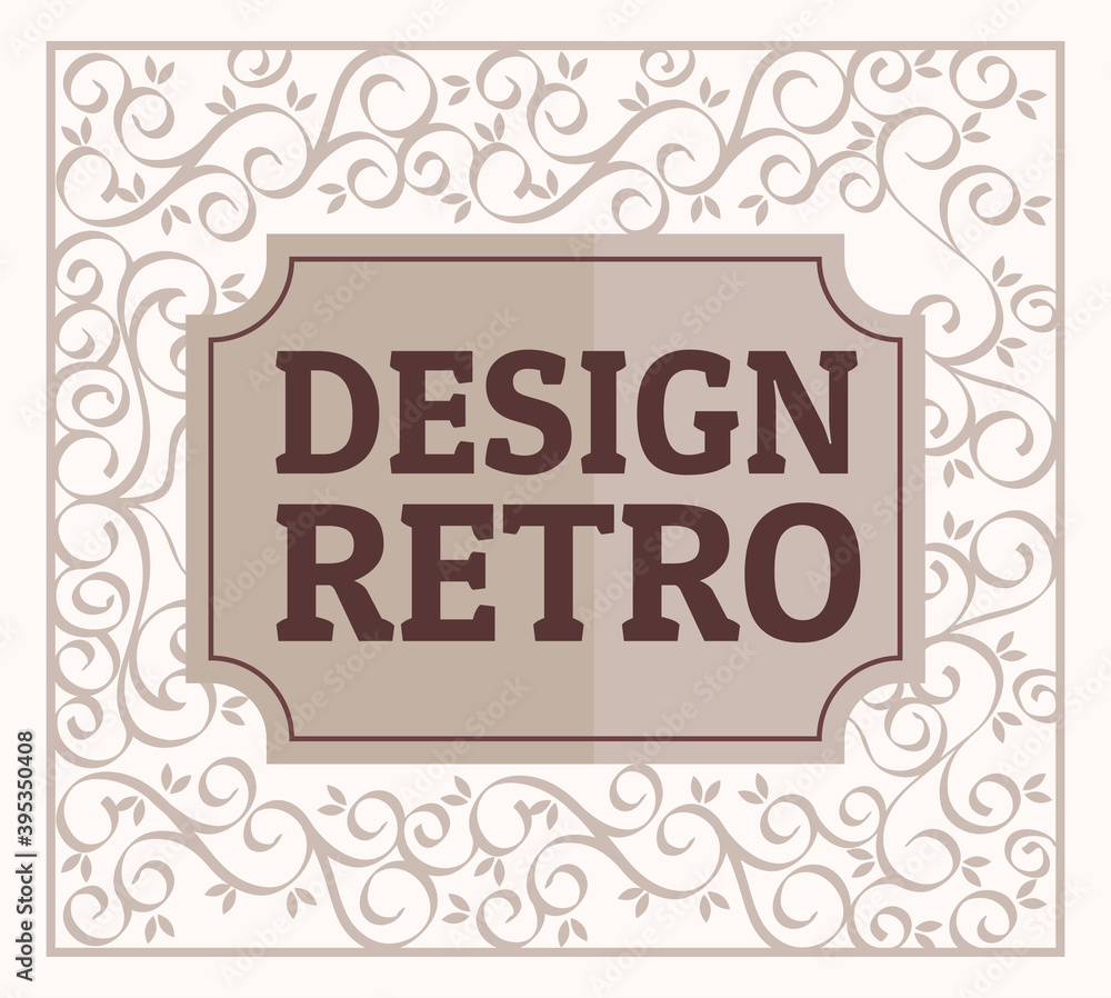 Sticker design retro with elegant wooden frame vector illustration