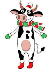 Naklejka premium Vector of Christmas Cow