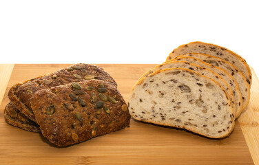 white and dark bread with seeds.