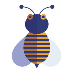 bee insect animal comic in cartoon flat icon style