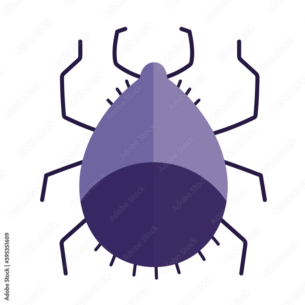 Wall mural tick bug animal in cartoon flat icon style