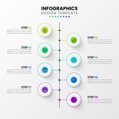 Infographic design template. Timeline concept with 8 steps