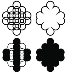 The design blends in black using a circular geometric pattern.