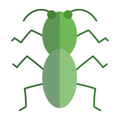 cricket insect animal in cartoon flat icon style