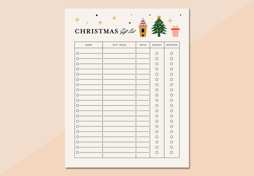 Christmas Gift List Planner Layout