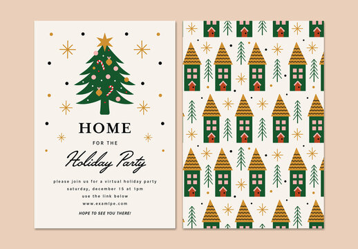 Virtual Holiday Party Layout Invitation With Christmas Tree