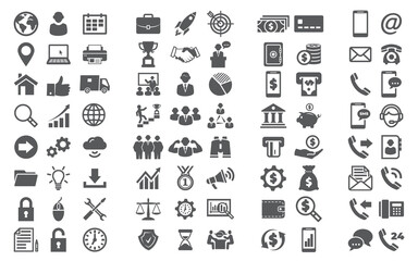 Vector set icons Icons for business finance and contact on white background