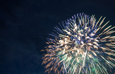 Brightly colorful fireworks and salute of various colors