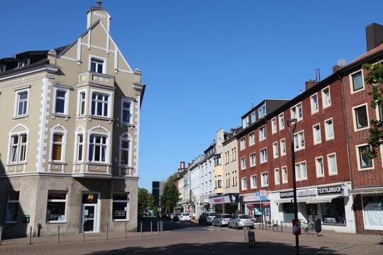 GLADBECK, GERMANY - SEPTEMBER 20, 2020: Willy Brand Square (Willy-Brandt-Platz) city view in Gladbeck, Germany. Gladbeck is an important former industrial town of North Rhine-Westphalia.