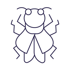 insect animal in cartoon thin line icon style