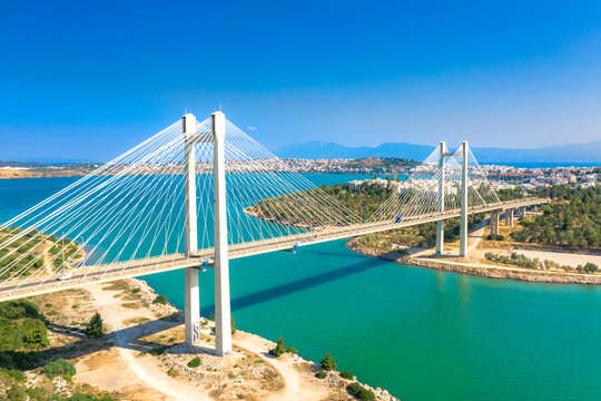 The impressive cable bridge of Chalkida, Euboea, Greece.