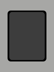 Schwarzes ausgeschaltetes Tablet vor grauem Hintergrund