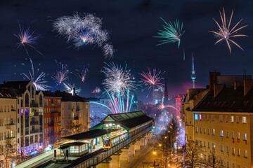 New Year Fireworks at Alexanderplatz in Berlin