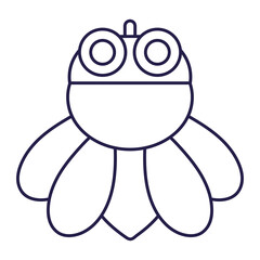 cute bug animal in cartoon line icon style