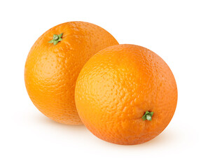 isolated oranges. two citrus fruits.