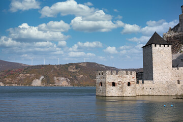 Fototapeta na wymiar Golubac fortress on the Danube river landscape Serbia