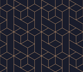 Vector seamless geometric pattern. Gold linear pattern. Wallpapers for your design. - obrazy, fototapety, plakaty
