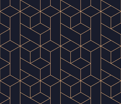 Vector Seamless Geometric Pattern. Gold Linear Pattern. Wallpapers For Your Design.