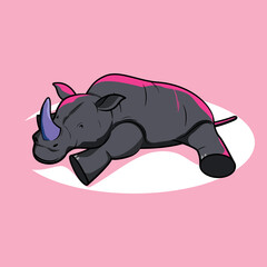 Isolated rhino cartoon character. Premium vector