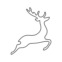 Vector drawing of a deer, christmas deer, santa deer with lines on a light background.