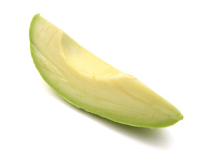 Whole and half avocado isolated on white.