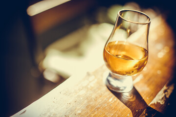 Close up shot a Glencairn whisky glass