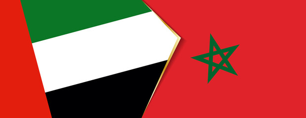 United Arab Emirates and Morocco flags, two vector flags.